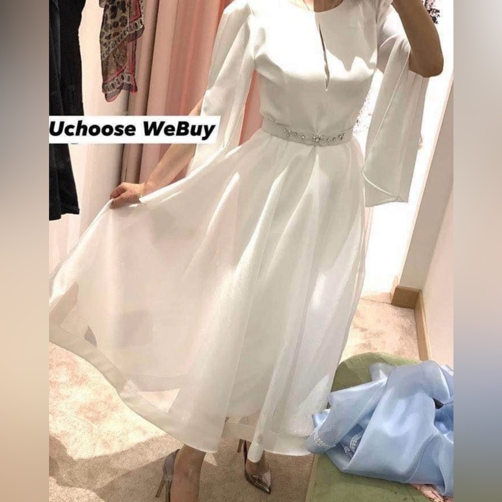 Organza dress white colour with swarvoski belt